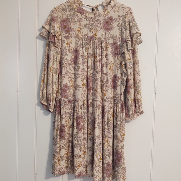 A.n.a new approach women's dress long sleeve  yellow floral size S - Picture 2 of 15
